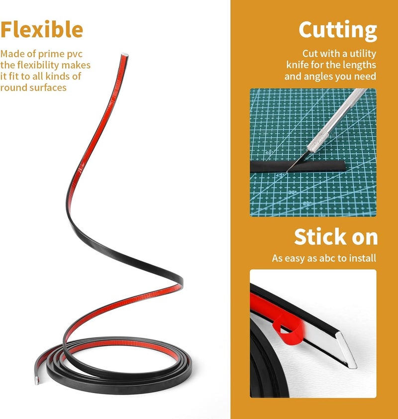 WOWSTAR 30 Ft Peel & Stick Trim, Flexible & Self-Adhesive Molding for Walls, Edges, Borders, Window Frames, Backsplash Tiles - Black - Image 5
